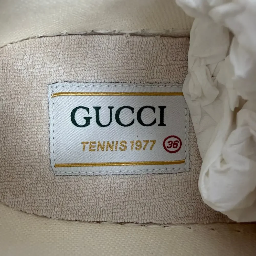 Gucci Tennis 1977 Treck GG Monogram Flatform Sneaker Silver Size 36 - Picture 10 of 13